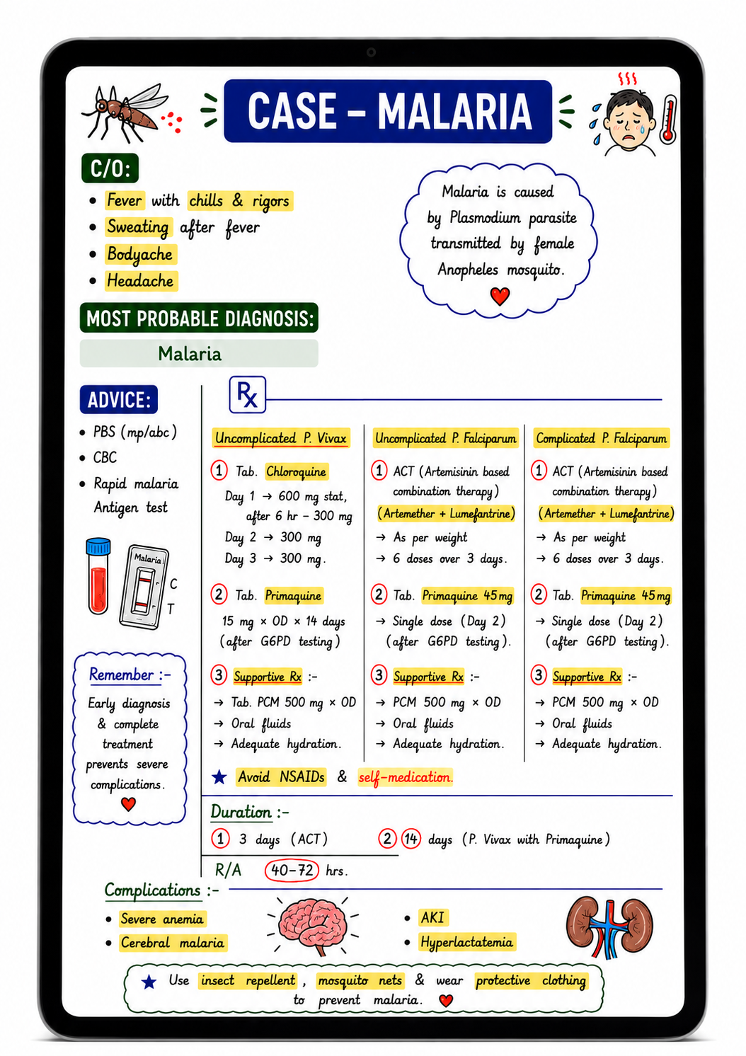 Malaria clinical demo page
